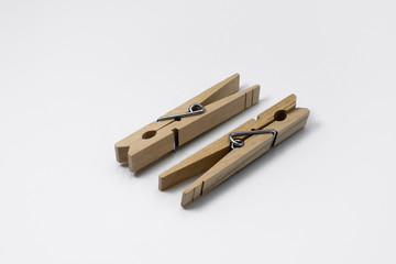 Close-up of Two Clothespins