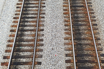 An Overhead View of a Two Railroad Tracks