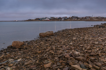 Dawn over Cambridge Bay Harbor