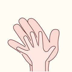 small hand gives five to a large hand.