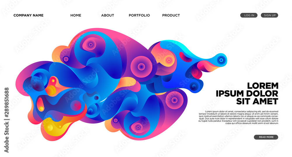 Aufkleber modern colorful landing page abstract fluid background template. wave liquid shape in colorful websi