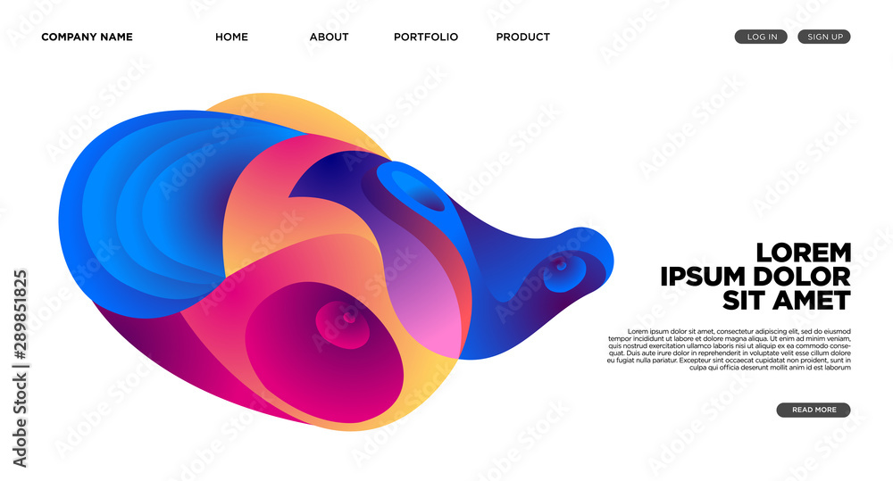 Poster modern colorful landing page abstract fluid background template. wave liquid shape in colorful websi