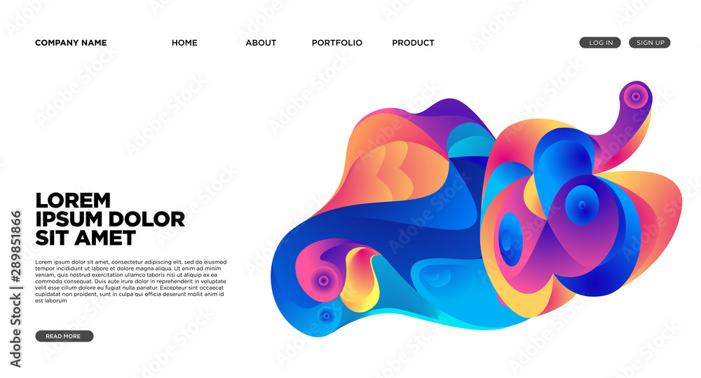 Aufkleber modern colorful landing page abstract fluid background template. wave liquid shape in colorful websi