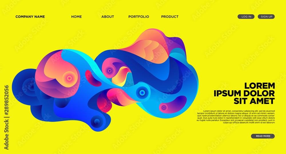 Aufkleber modern colorful landing page abstract fluid background template. wave liquid shape in colorful websi