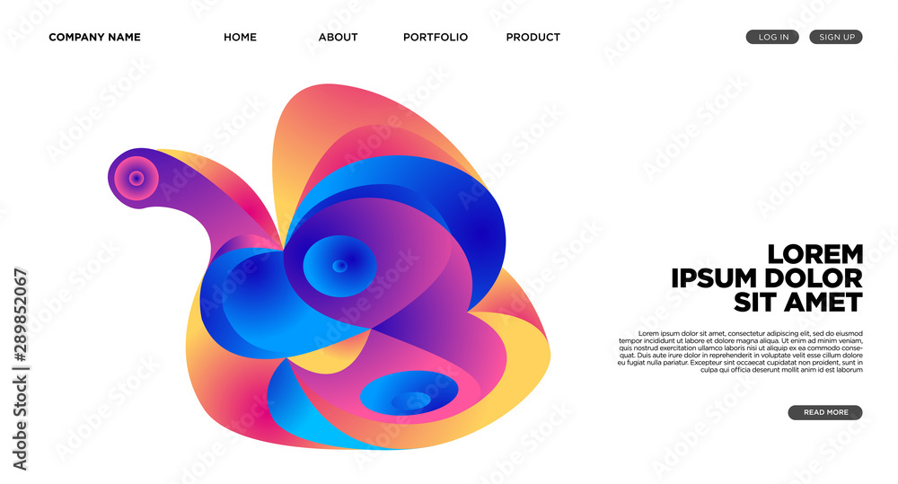 Aufkleber modern colorful landing page abstract fluid background template. wave liquid shape in colorful websi