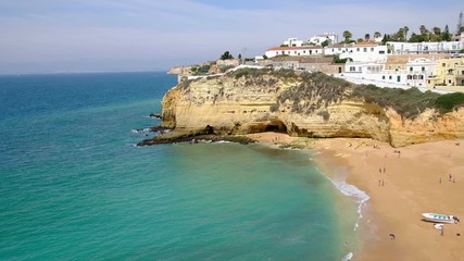 Aerial from the village Carvoeiro in the Algarve Portugal