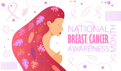 Obraz na płótnie Canvas National Breast Cancer Awareness Month NBCAM celebrated in America. Annual international health campaign 