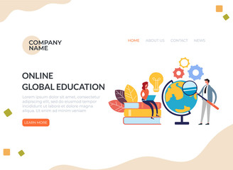 Online global education concept. Vector flat graphic design cartoon illustration