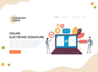 Electronic digital signature online business concept. Vector flat graphic design cartoon illustration 