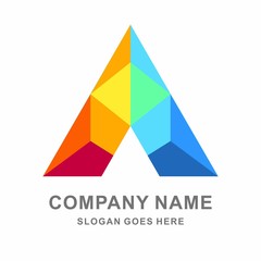 Geometric Triangle Letter A Business Company Vector Logo Design