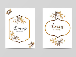 Luxury Golden Modern Geometric Floral Frame for Invite, wedding, certificate