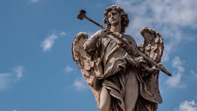 Winged angel near Castel Sant'Angelo, Rome, Italy.