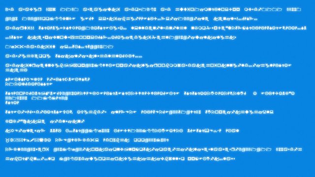 4k animation - computer Data Code Text error on blue screen and counting from 0 to 100 percent to restart.