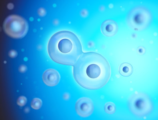 Human cell or Embryonic stem cell microscope background, 3d illustration.