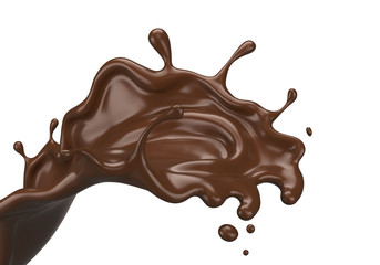 dark chocolate splash, brown cream flowing, 3d illustration.