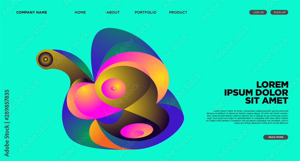 Aufkleber modern colorful landing page abstract fluid background template. wave liquid shape in colorful websi