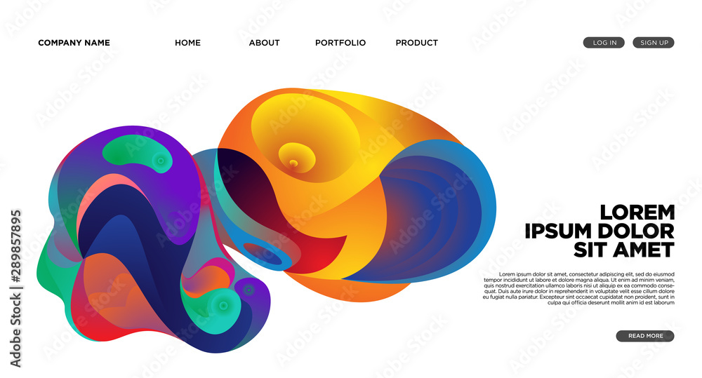 Poster modern colorful landing page abstract fluid background template. wave liquid shape in colorful websi
