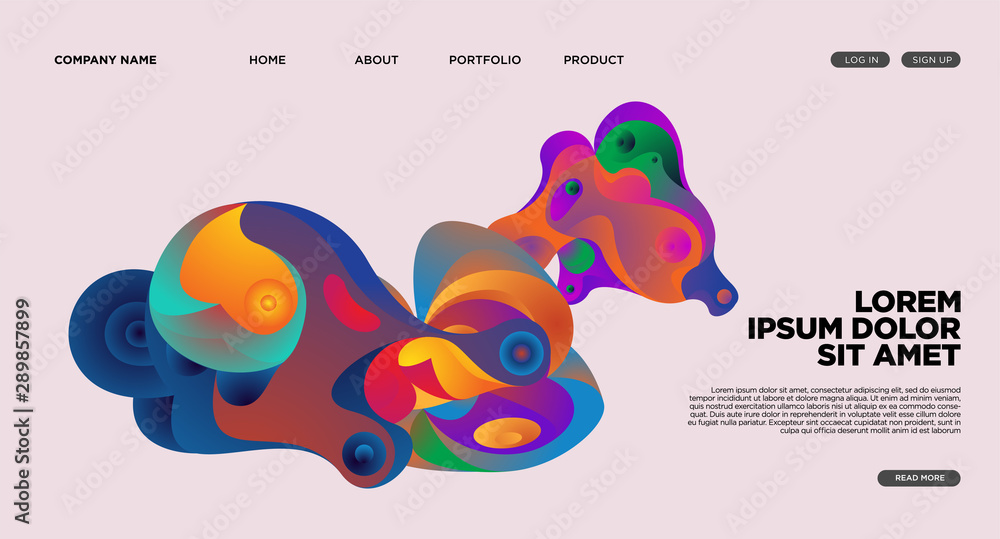 Aufkleber modern colorful landing page abstract fluid background template. wave liquid shape in colorful websi