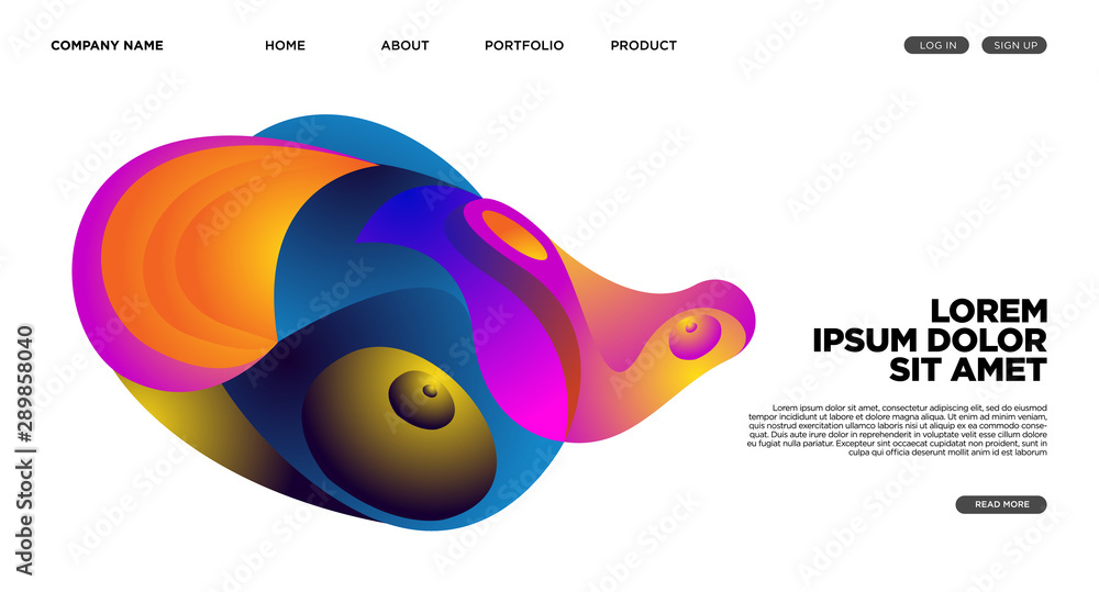 Aufkleber modern colorful landing page abstract fluid background template. wave liquid shape in colorful websi