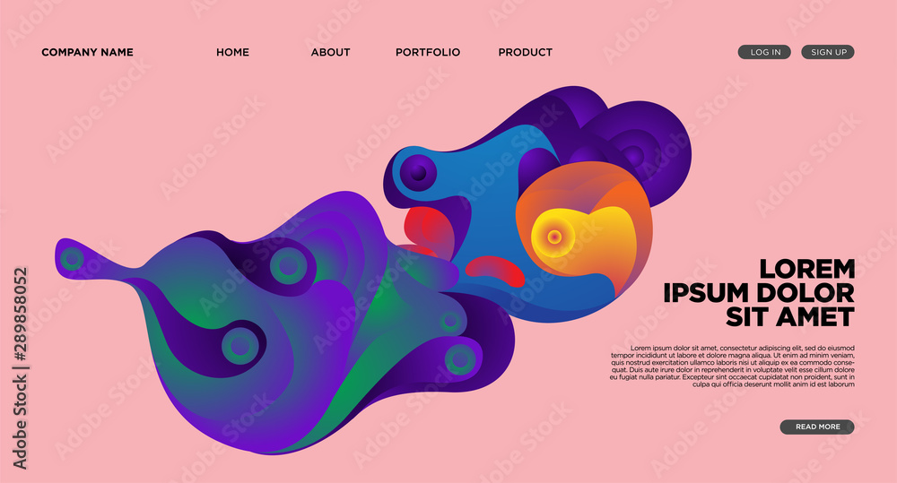 Aufkleber modern colorful landing page abstract fluid background template. wave liquid shape in colorful websi