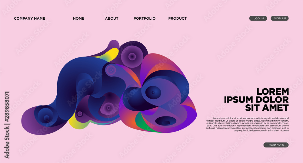 Aufkleber modern colorful landing page abstract fluid background template. wave liquid shape in colorful websi