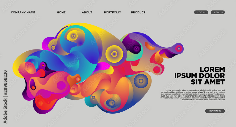 Aufkleber modern colorful landing page abstract fluid background template. wave liquid shape in colorful websi