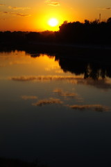 sunset over the river