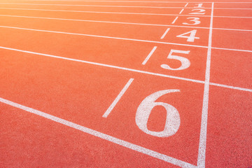 Close up of the stadium's red track