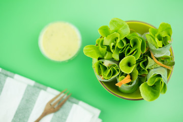 Salad rolls with salad dressing