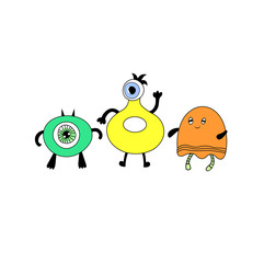 funny monsters cartoon collection. vector illustration of funny monsters. 
