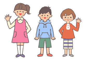 Obraz premium 笑顔で立っている子供３人