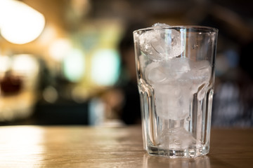 Ice cubes inside transparent glass