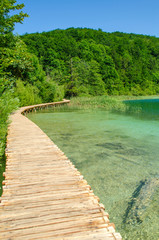 Fototapeta na wymiar Picturesque summer landscapes of Plitvice Lakes park, Croatia