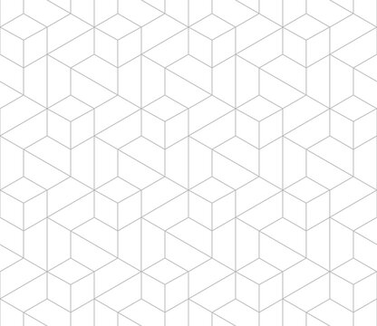 Vector seamless cubic hexagon pattern. Modern stylish thin linear texture.