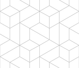 Obraz premium Vector seamless cubic hexagon pattern. Modern stylish thin linear texture.