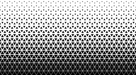 Halftone triangle abstract background. Black and white vector pattern.