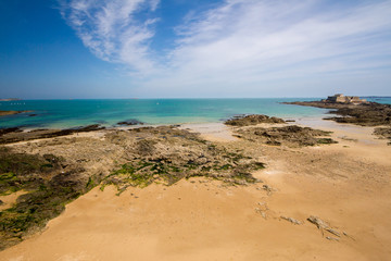 A view of the coast of Saint Malo of Brittany, France.