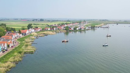 Aerial from the traditional village Durgerdam in the Netherlands 