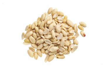 Peanuts nuts isolated on white background.