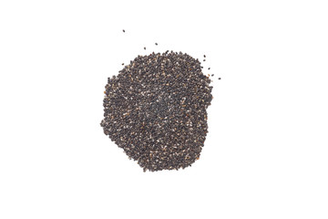 A bunch of chia seeds isolated on white background.