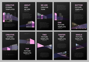 Creative social networks stories design, vertical banner, flyer template with architecture design. Abstract architectural background. Covers design templates for flyer, leaflet, brochure, presentation