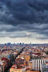 Fototapeta na wymiar Stormy Sky Above Barcelona City