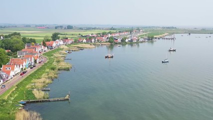Aerial from the traditional village Durgerdam in the Netherlands 
