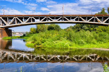 Srednicowy Bridge Over Vistula River In Warsaw