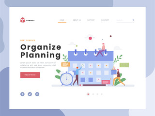 Vector Illustration idea concept for landing page template,Planning and organization of tasks on board, Flat Tiny Persons Man working with timeline, system organizing for daily routine,Flat Styles