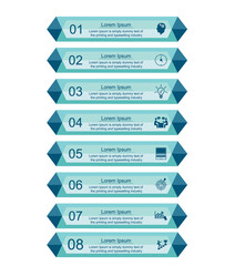 Business data visualization, infographics. Scheme of the process of elements using hexagons cut into eight steps, with icons for business, numbers, text, project. Business vector for presentation.