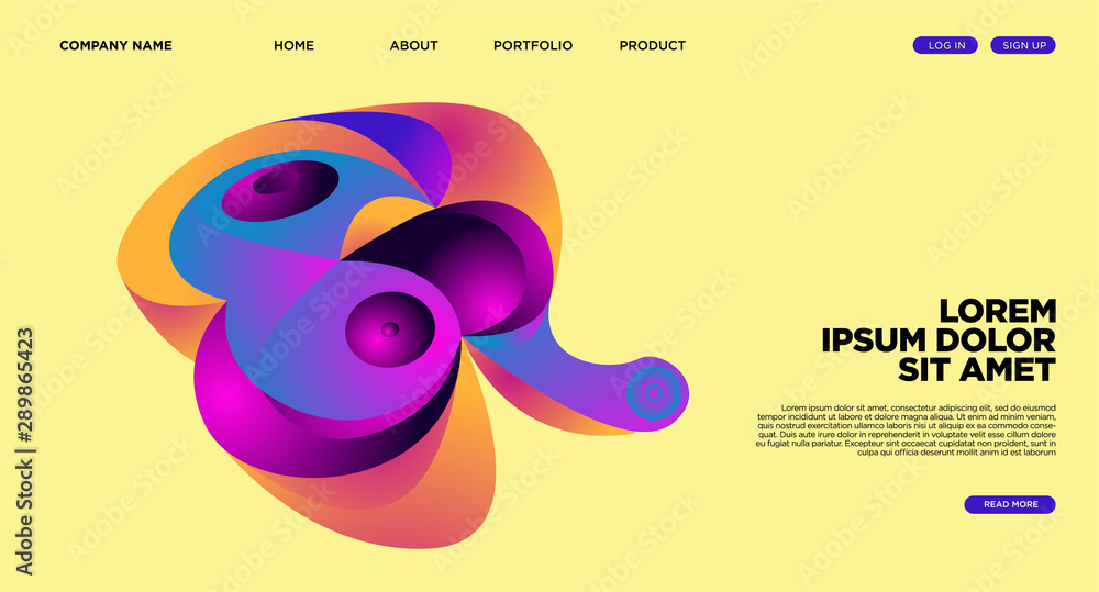 Aufkleber modern colorful landing page abstract fluid background template. wave liquid shape in colorful websi