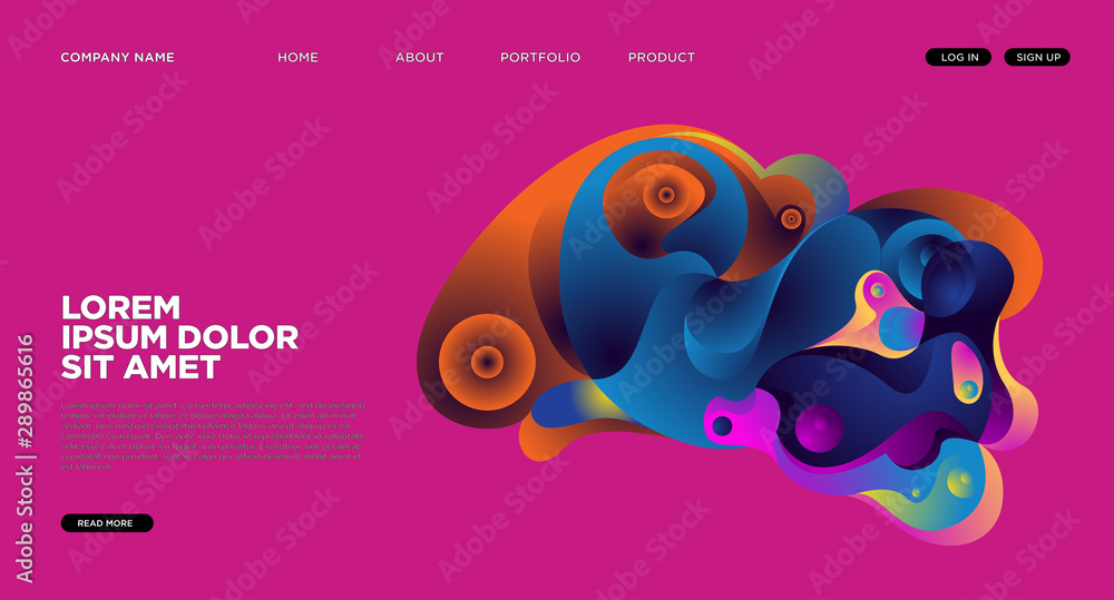 Aufkleber modern colorful landing page abstract fluid background template. wave liquid shape in colorful websi
