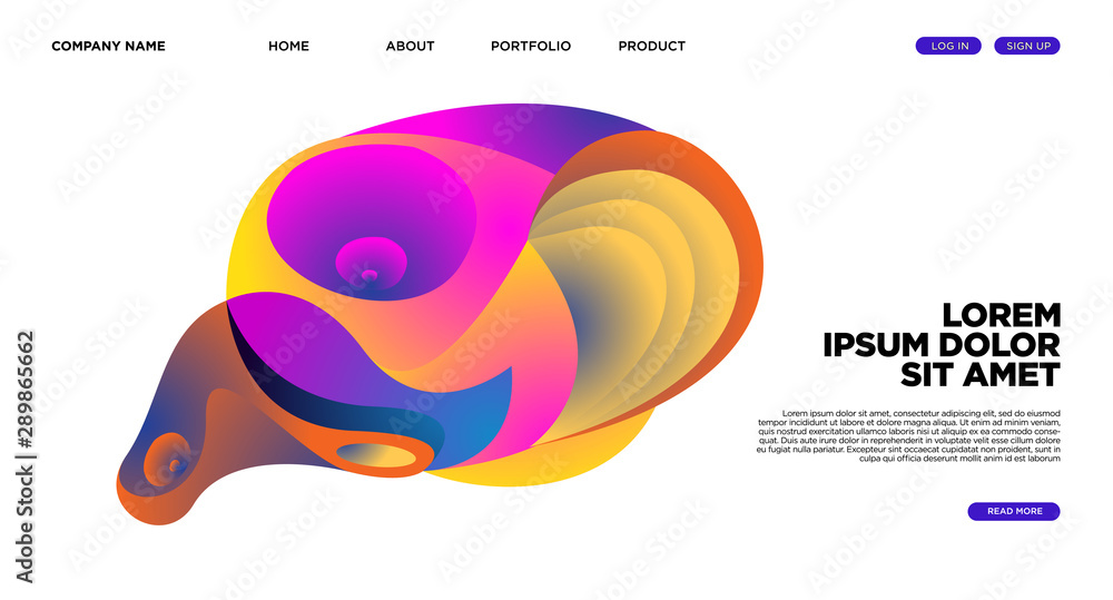 Aufkleber modern colorful landing page abstract fluid background template. wave liquid shape in colorful websi