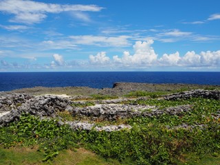 Fototapeta premium 波照間島最南端「高那崎」／“Takanazaki” in Hateruma Island. Hateruma Island is one of the Yaeyama Islands in Okinawa, and is the southernmost manned island in Japan.